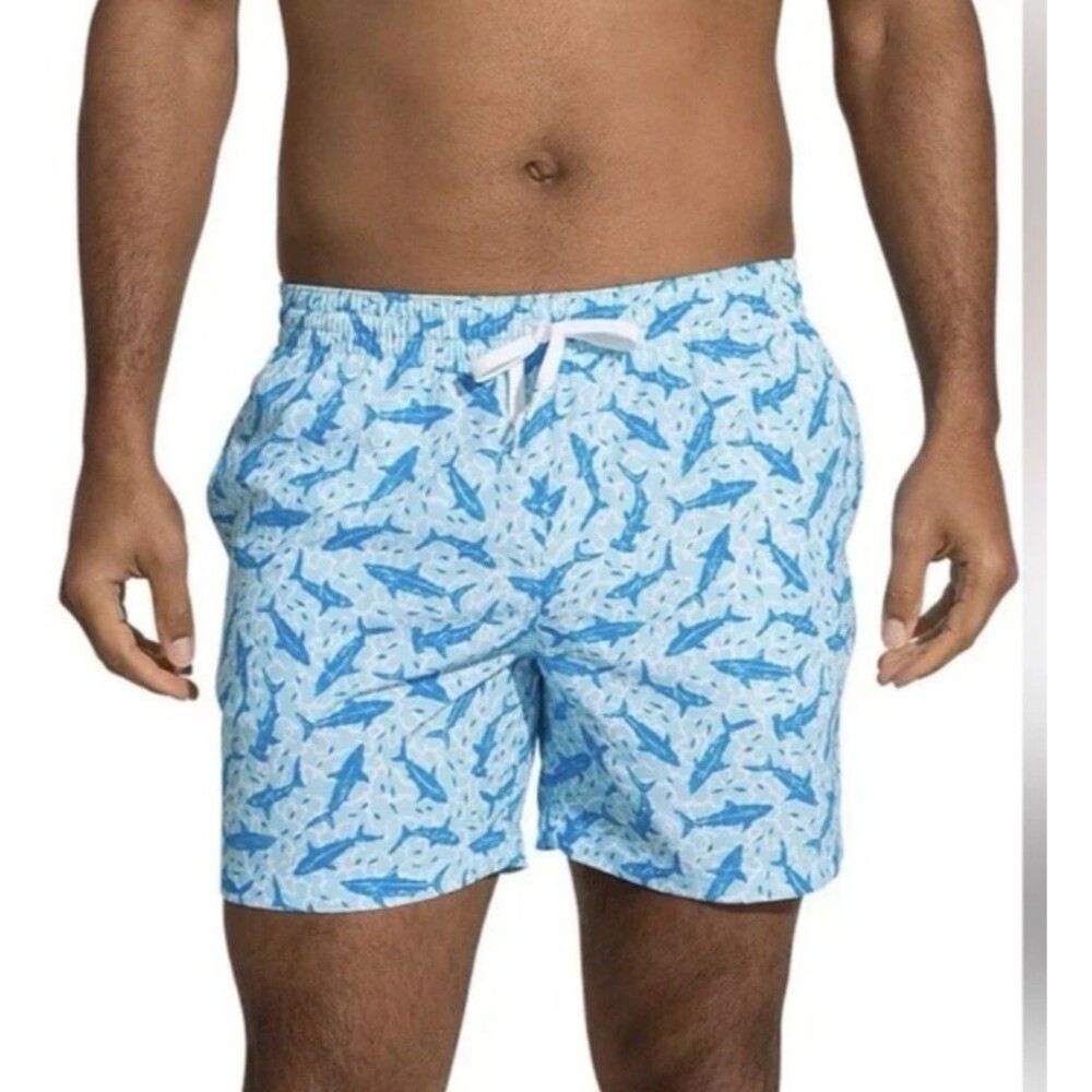 Chubbies The Shark Sides Swim Trunks XXL Blue Shark Print 5.5” Inseam